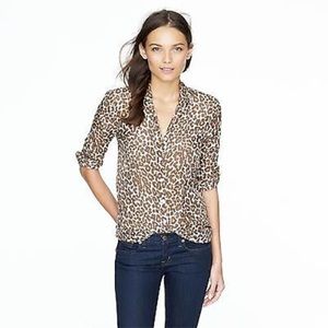 J. Crew silk blend leopard print “Perfect “ shirt